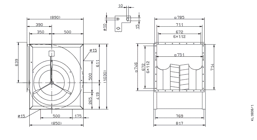 Габаритные и присоединительные размеры Ziehl-abegg RD56A-4DW.7T.1L